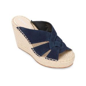 KENNETH COLE NEW YORK Womens Blue 1-1/2" Platform Olivia Wedge Mules Shoes 8 M